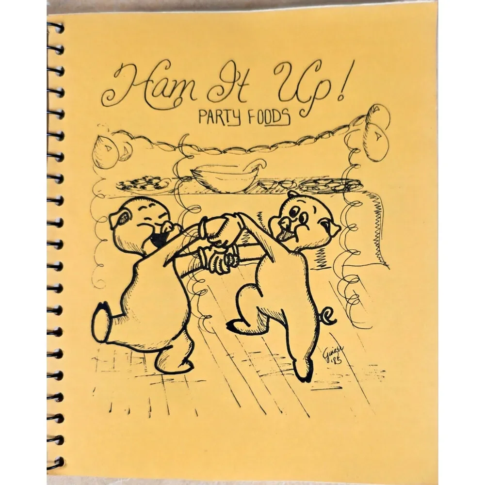 Let's Pig Out! Louisiana Cookbook Crawfish Jambalaya Humorous Illustrations